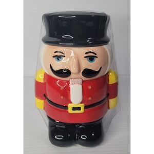Maxcera Christmas Holiday 7 1/2" Ceramic Nutcracker Soldier Cookie Jar New